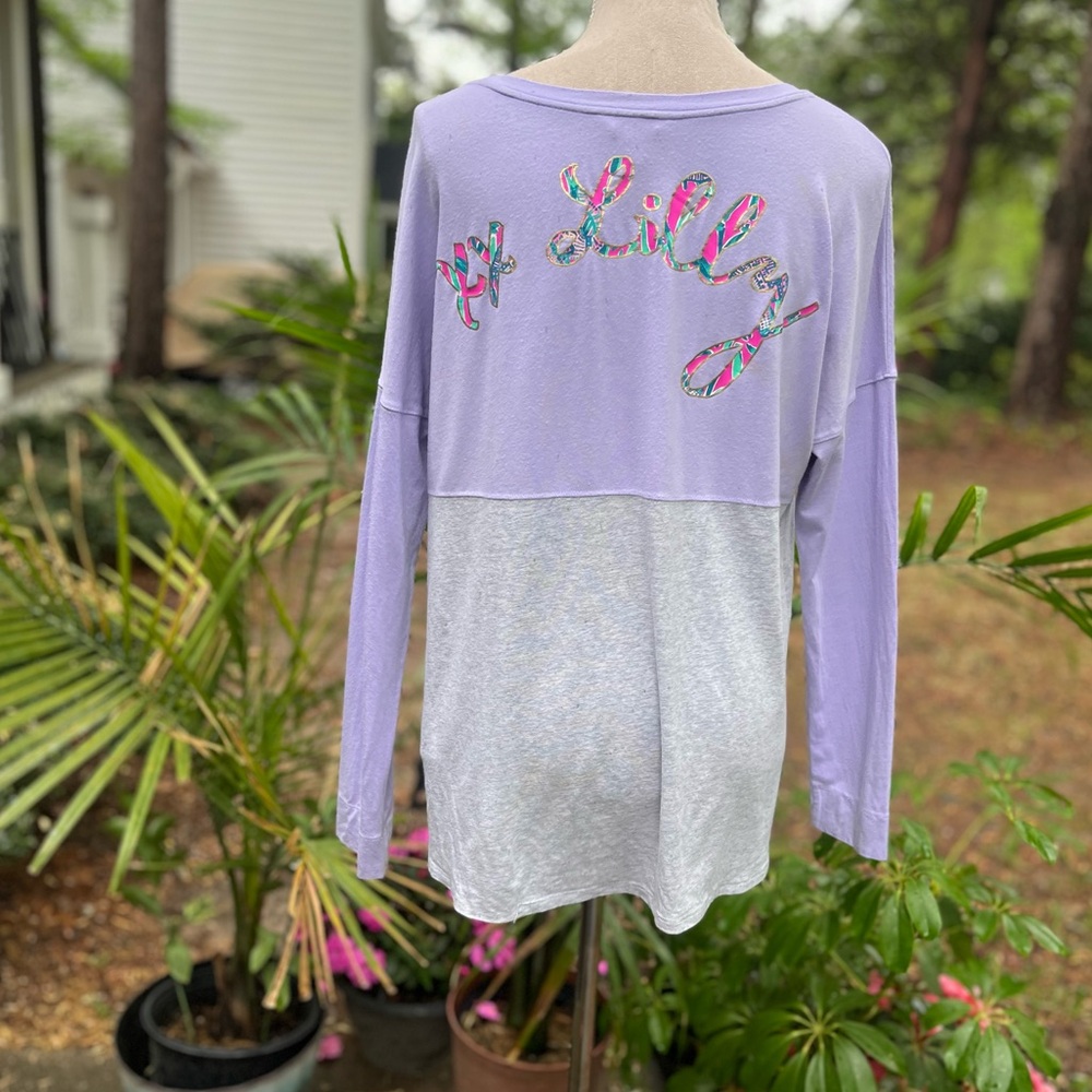Lilly Pulitzer 🏝️ Finn Spring Top, Lavender + Gray, Medium, GUC